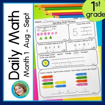 1st Grade Daily Math Spiral Review Worksheets Morning Work August September