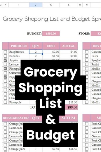 Grocery Shopping List Excel Spreadsheet, Grocery Shopping List Google Sheets Grocery Budget Template
