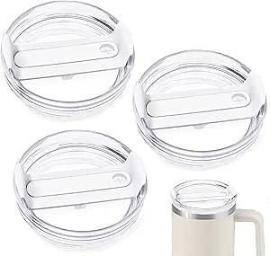 3Pack 40 OZ Tumbler Lids for Stanley Cup, Replacement Lids for Stanley Adventure Quencher Travel Tumbler 40 OZ, Clear Spill Proof Tumbler Cover for Stanley Cup Accessories, White