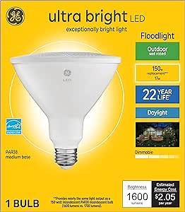 GE Ultra Bright LED Light Bulb, 150 Watt, Daylight, PAR38 Outdoor Floodlight