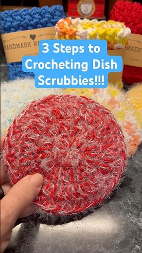 🧶 3 Steps to Crocheting Dish Scrubbies! #crochet #crocheting #crochettutorial #homesteading