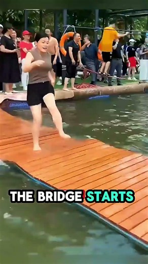Floating Bridge Race in China | The Crazy Water Bridge Challenge