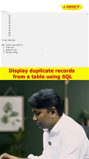 How do you display duplicate records from a table using SQL? | Ashok IT#sqlinterviewquestions