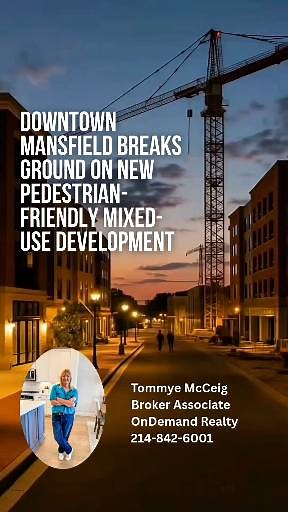 Mansfield friends… this is BIG. Downtown Mansfield is leveling up in a major way—bringing more places to eat, shop, stroll, and actually enjoy the heart of the city. 🚶♀️✨ A brand-new pedestrian-focused, mixed-use district is now under construction, featuring: 🏬 80,000 sq. ft. of commercial space for restaurants retail 🏘️ New apartments and townhomes for a true live-work-play lifestyle 🌿 Walkable streets, outdoor seating, and local gathering spots This project is a huge step toward a vibrant,