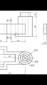 Sectional Drawing N2 in first Angle Orthographic Projection Part 3️⃣