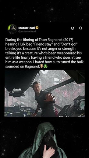During the filming of Thor Ragnarok (2017), Mark Ruffalo couldn't hold