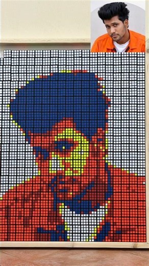 500 Rubik's Cube Portrait of @Udvlog Ubaid 🎨 Handcrafted by Rishitha & Rithika | Cube Mosaic Art
