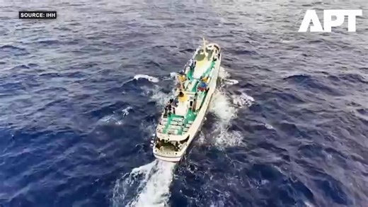 WATCH: Activist Vessel Joins New Flotilla En Route to Gaza | APT Oct 4, 2025 #Gaza #Flotilla #Activists Drone footage captures a fresh flotilla FREEDOM FLOTILLA COALITION heading to Gaza, showing activists onboard wearing life jackets, preparing for the mission, and spraying messages on the ship. | Shahidul Alam