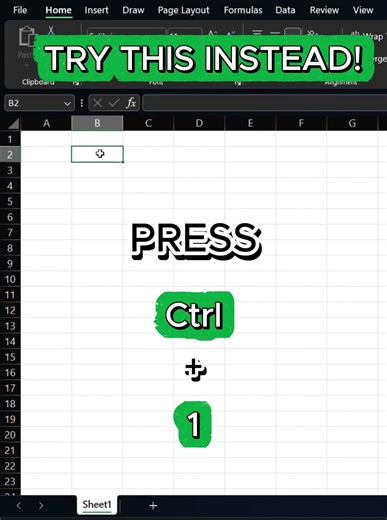 This Excel Shortcut Unlocks Everything (Ctrl + 1) 💻 #careeradvice #officeskills #excelshorts