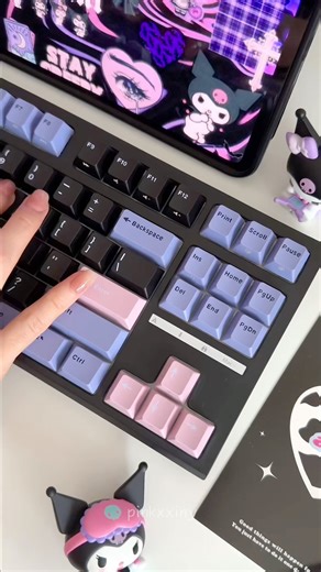 purple pink keyboard 🎀💜 #keyboard #desksetup #unboxing #typing #aesthetic #asmrkeyboard