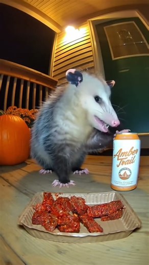 Possom after eating spicy turkey beef and drink drink beer