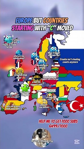 Europe but countries starting with C moved #map#mapping#mapper#europe#geography #Flags#countries#fyp