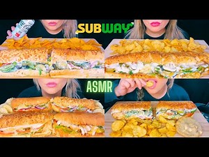 ASMR Subway Footlong Sandwiches Mukbang! | SATISFYING EATING SOUNDS
