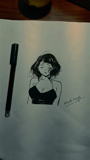 Just me, a gel pen, and some paper #art #drawing #anime .