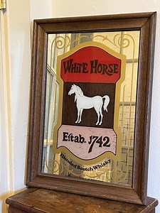 Vintage Mirrored Pub Sign White Horse Scotch Whisky Wood Frame 21x15 - Etsy