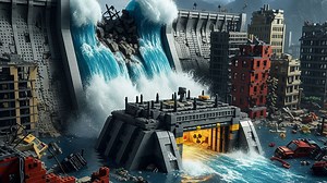 🌊海啸冲击末日核避难所！乐高版大坝决堤灾难实验💥