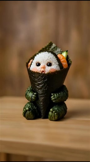 Baby Enjoying Temaki and Sashimi