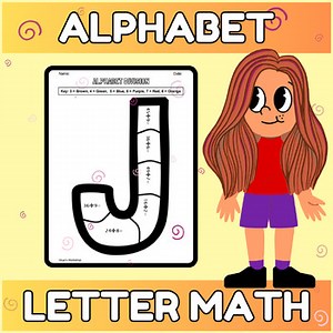 Alphabet Division LETTER J Math Practice Coloring Worksheet Activity or Quiz