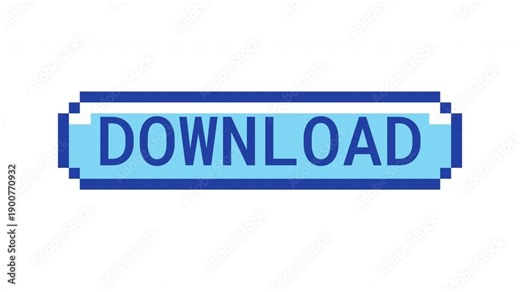 Download retro pixel button animation. File transfer. Content saving. Software downloading. Save app data. Animated 8-bit arcade-style CTA overlay. Classic game-inspired UI call-to-action