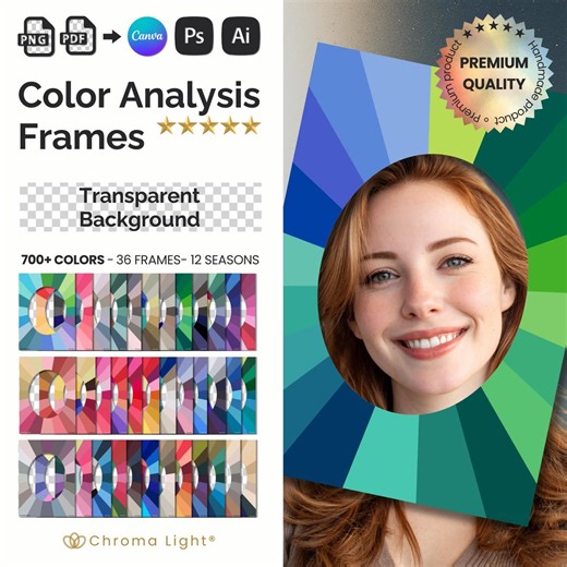 DIY Color Analysis Face Frames. Virtual Season Palette Transparent. Digital KIT - Etsy New Zealand