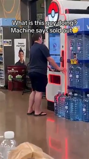 Pokemon Scalper what are you doing to the poor pokemon card vending machine? 😱🎴💳 “Pokémon Scalper, What Are You Doing to the Poor Vending Machine?!” 💳🎴😱 It was a peaceful Sunday morning at Target—the kind of morning where parents sipped coffee and kids dreamed of pulling a Charizard. But that peace didn’t last long. Out of nowhere, a familiar figure appeared: the Pokémon scalper, wearing a hoodie, cargo shorts, and a look of pure obsession. He marched straight toward the Pokémon vending ma