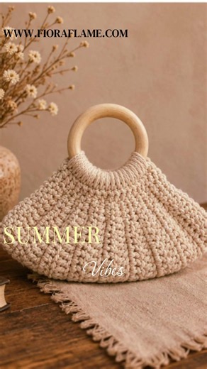 Crochet Wooden Handle Bag – Elegant Boho Clutch Purse