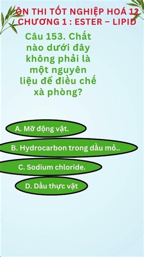 Câu 153- Bộ trắc nghiệm Hoá 12 #Shorts #tracnghiemhoa