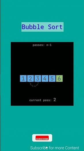 Bubble Sort Algorithm Animation Video 🚀 #dsa #algorithm #sorting #bubblesort #dsalgo #Way2Future