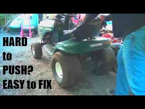 HOW TO FIX a Hard to Push or WON'T ROLL CRAFTSMAN or ANY other Riding LAWNMOWER NO NEUTRAL STUCK!