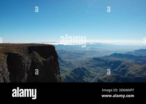 Majestic aerial view of the drakensberg escarpment, revealing a vast green valley below. Media Stock Video Footage - Alamy