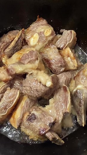 Delicious Beef Cooking Process in a Dark Pot