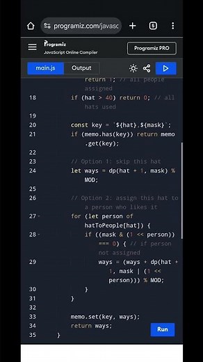 JavaScript Number of Ways to Wear Different Hats | LeetCode Bitmask DP Solution