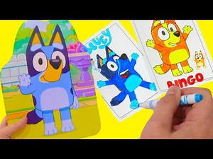 Bluey & her Family Coloring Pages + Unicorn Sticker Stamp Activity