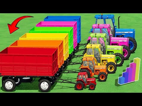 Mini & BIGTractors VS TRAILER OVERLOAD STONE - EXTREME MUDDY PARKOUR w/ PORTAL TRAP - WHO WILL WIN?