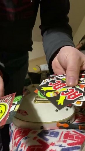 Sticker bombing a Gibson les Paul 100 stickers #stickerbomb #rock #amazon #guitar #gibson