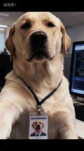 🐶💼 Caught him ‘reviewing code’ (read: napping with one eye open) at his desk.#fyp #puppy