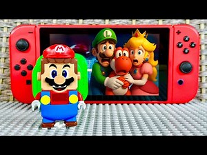 Lego Mario tries to save Luigi, Red Yoshi and Peach on the Nintendo Switch! #legomario