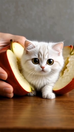 Cute Cat in Red Apple!!! #cuteanimal #apple #cat