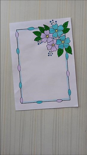 Blue & Purple Flower Corner Border design/6 easy border design/Project/Priyanka Gunwal #shorts