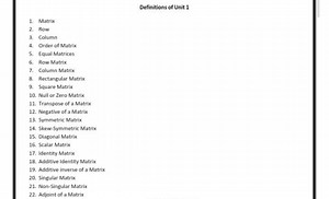 Definitions of Unit 1MatrixRowColumnOrder of MatrixEqual M... | Filo