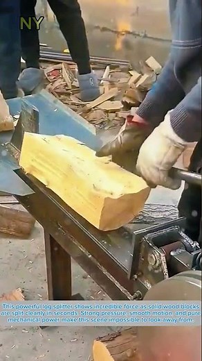 Powerful Log Splitter: Wood Crushed in Seconds.
