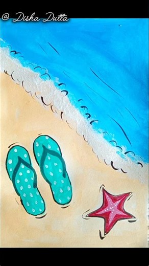Sea beach painting with sand in acrylic || Easy painting ideas for beginners || সমুদ্র সৈকত ।। Art