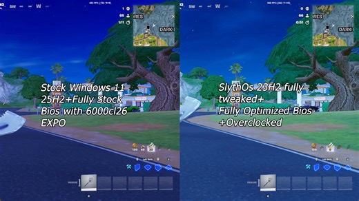 🚨Stock VS Optimized🚨Before ➜ ~750 FPS After ➜ ~1000 FPSStock Windows 11 25H2 + Stock BIOS VS SlythOs 23H2 fully tweaked + Optimized BIOS + Overclocked CPU/RAM+33% more performance. No hardware change. 🚀Join my Discord for the best PC optimization⬇️