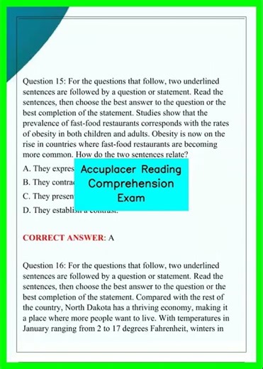 Accuplacer Reading Comprehension Exam video