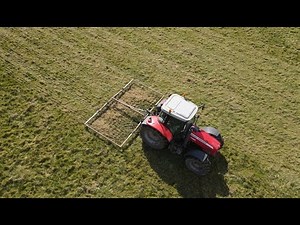 Chain Harrowing the grass fields 2022