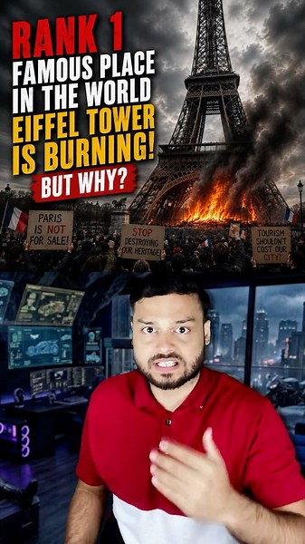 RANK 1 Place in World: Eiffel Tower is BURNING! But Why? PSG Win in UEFA Event #shorts
