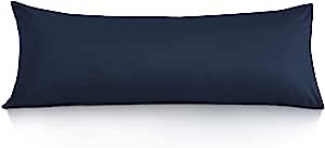 Oubonun 100% Cotton Body Pillowcase - 800 Thread Count/21x54, Moisture Absorbent and Breathable, Premium Hotel Body Pillow Cover for All Seasons, Navy Blue