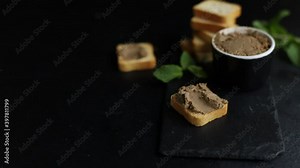 pate or terrine liver chicken or goose duck foie gras appetizer quick sandwich home cooking ready to eat on the table healthy meal snack ingredient top view copy space for text food background rustic