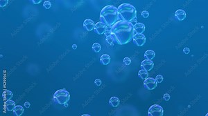 Moving bubbles in blue water background, HD 1080p, loop.