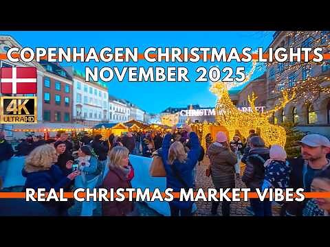 Copenhagen Denmark 2025 Christmas Lights | 4K Walking Tour